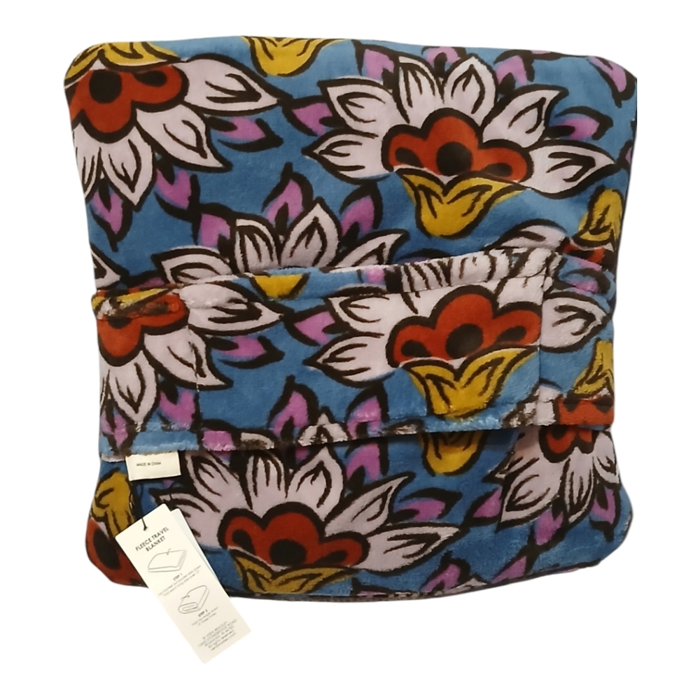 Vera Bradley fleece travel blanket Scaevola Fan Blue